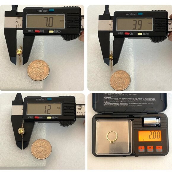 Gold Vermeil Sterling Silver 925 Square Yellow Cubic Zirconia Solitaire Ring 5 - Picture 11 of 16